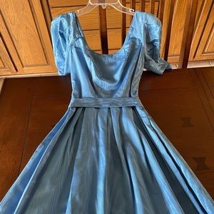 Vintage bridesmaid dress - blue taffeta